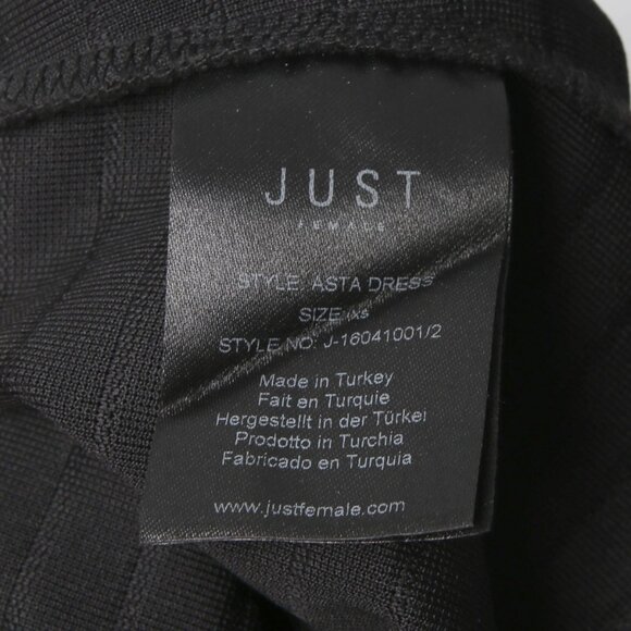 JUST Female Asta Ribbed Pencil Dress Halter Stretch High Neck Knee Length Black - Picture 10 of 12